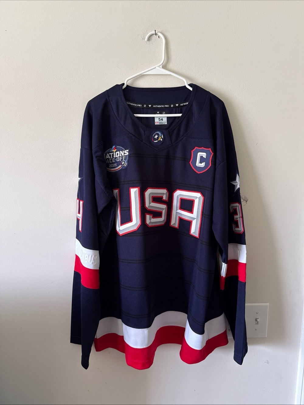 Men’s Fanatics Auston Matthews #34 Team USA 4 Nations Faceoff Jersey Sz 54 RARE